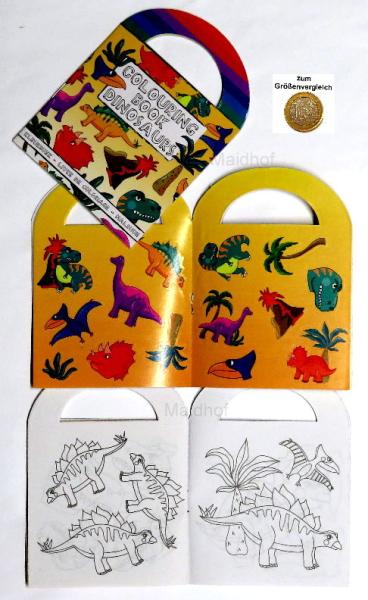Malhefte mit Dino-Motiven und Stickern